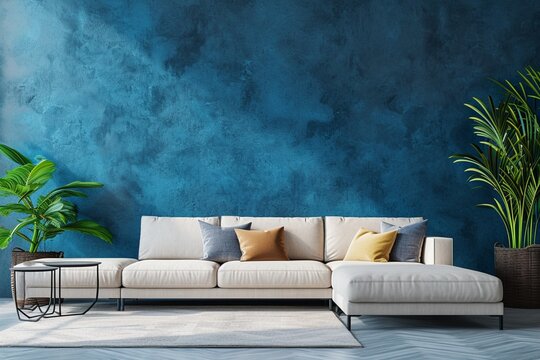 Modern interior of living room design and blue wall background photography 10 , 8k, 8k render::3 --ar 3:2 --v 6.0 - Image #2 @malikahtesham5382