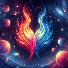 Twin flame couple. Soulmates. The concept of magical, esoteric, tantric, spiritual love. Connection between souls. Illustration for websites and much more. Created using generative ai tools.