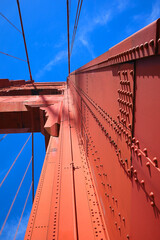The Golden Gate Bridge in San Francisco - details of metal structure.