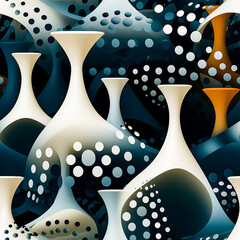 Seamless pattern with decorative vases. Abstract background.