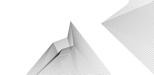 architecture building linear vector 3d illustration 