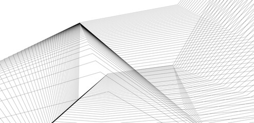 architecture building linear vector 3d illustration 