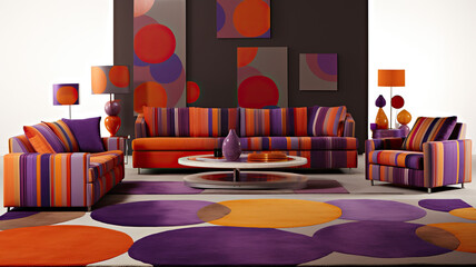 Modern colorful interior. Art Home. Generative AI