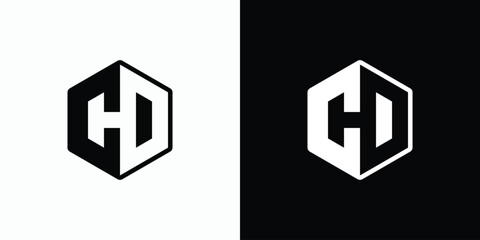Vector logo design for the initials letters C H D in a hexagon shape. - obrazy, fototapety, plakaty