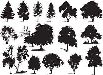 Set Trees. Hand drawn vector illustration