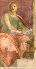 NAPLES, ITALY - APRIL 19, 2023: The fresco of St. John the Evangelist in the church Chiesa di Santa Maria di Piedigrotta by Belisario Corenzio (1558 – 1646).