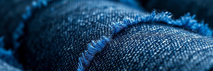 Denim Texture: Blue Cotton Fabric Fashion in Casual Jeans Style - obrazy, fototapety, plakaty