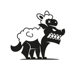 Vector illustration of a wolf in sheep s clothing on a white © iaroslav_brylov