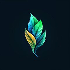 vibrant colorful trendy three-dimensional minimalistic floral leaf logo sign with gradient for conspicuous isometric logotype design