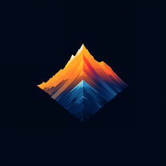 vibrant colorful trendy three-dimensional minimalistic mountain logo sign with gradient for conspicuous isometric logotype design