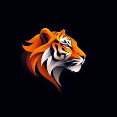 vibrant colorful trendy three-dimensional minimalistic tiger head logo sign with gradient for conspicuous isometric logotype design