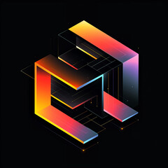 vibrant colorful trendy three-dimensional minimalistic logo sign with gradient for conspicuous isometric logotype design