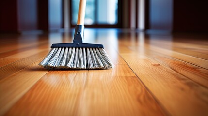 sweeping hardwood floor, wooden texture, clean floor. Generative AI - obrazy, fototapety, plakaty