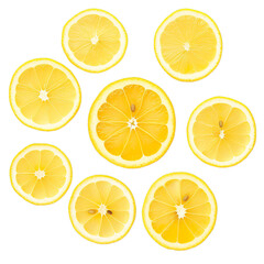 Set of Lemons on transparent background, isolated, png