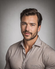 Fototapeta premium Man with beard in shirt