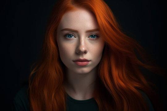 A woman with long red hair. AI Generated