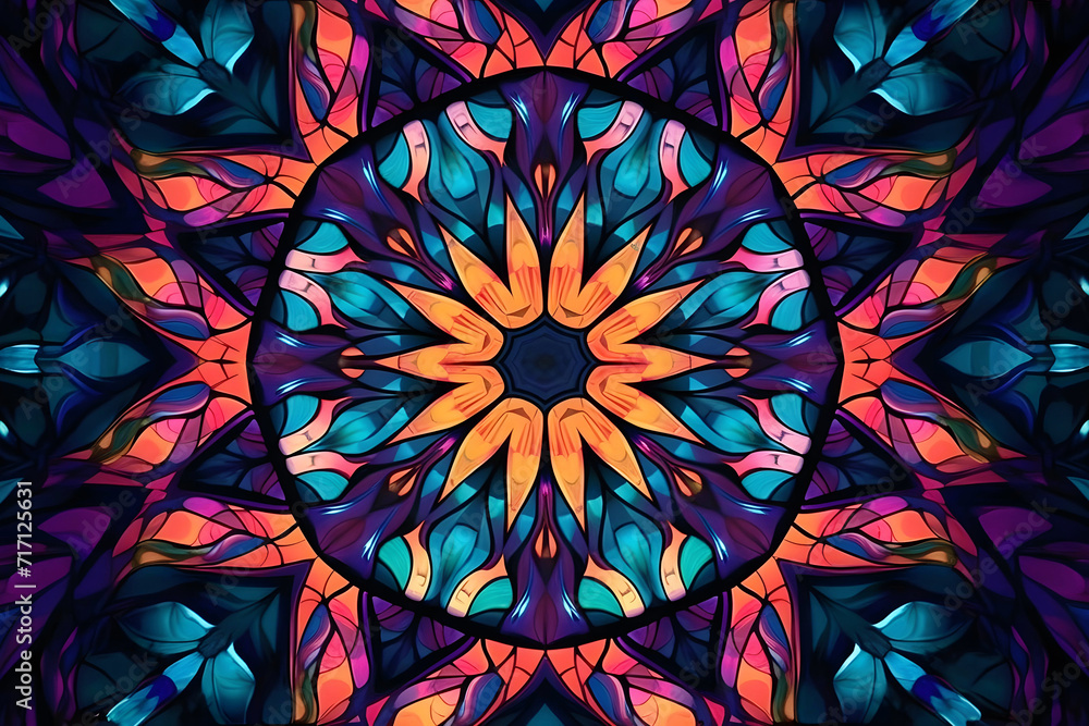 Poster symmetrical multicolor shapes creative kaleidoscopic background design