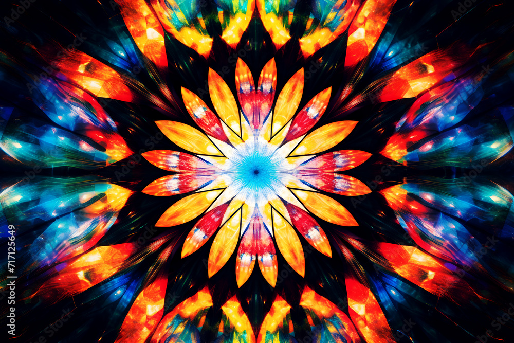 Poster kaleidoscopic symphony abstract multicolor design with geometric shapes