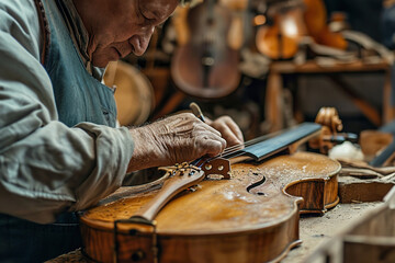 Craftsmen who build or repair stringed instruments such as guitars or violins.