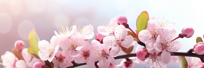 Delicious cherry blossom sakura background banner with ample copy space and vibrant spring colors