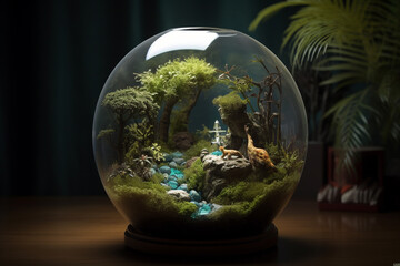 Living in a terrarium with its own microflora and ecosystem. AI Generated