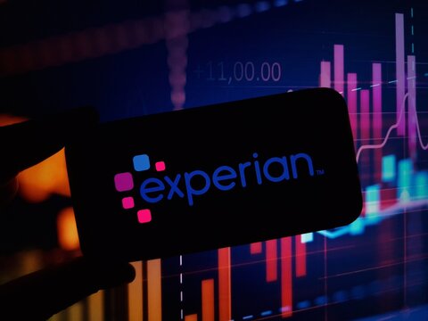 Konskie, Poland - January 23, 2024: Experian company logo displayed on mobile phone