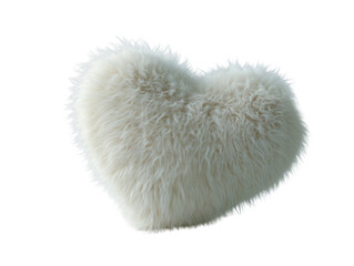 A fluffy white heart-shaped pillow, perfect for a romantic gesture.