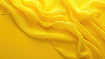 Flowing yellow fabric on a yellow background - obrazy, fototapety, plakaty