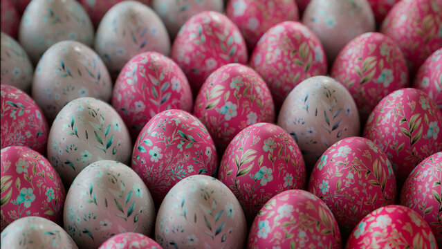 Easter Background with Precisely organized Eggs.