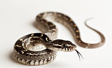 Naklejka premium rat snake attack pose isolated on white background 