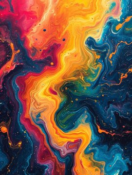 Psychedelic Dreamscape: Swirling Abstract Fluid Art with Luminous Colors and Mesmerizing Patterns