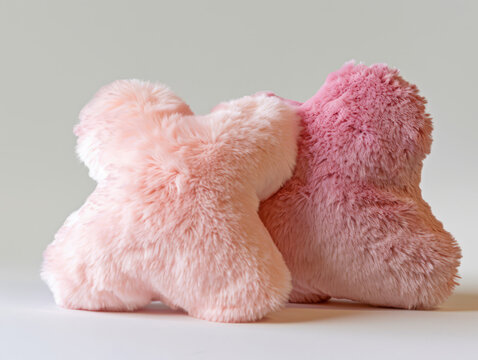 Plush X-shaped pillows in soft pink, cozy and romantic.