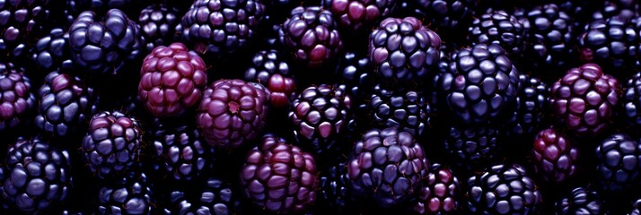 Delicious fresh blackberry fruits background banner for food and beverage marketing collateral