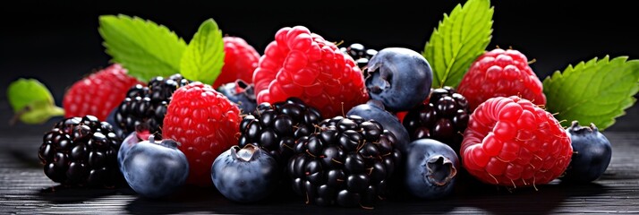 Vibrant and tempting mixed berry medley. a delicious background banner for alluring visuals