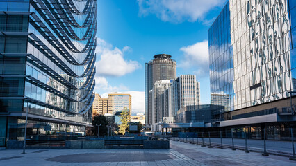 Modern high-rise buildings in the centre of Madrid, headquarters of companies and offices