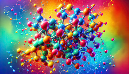Colorful Molecular Art: Vibrant Interpretation