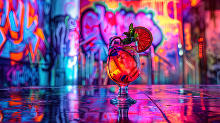 cocktail in a bar - colorful drink