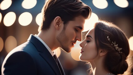 bride and groom kissing ai generated