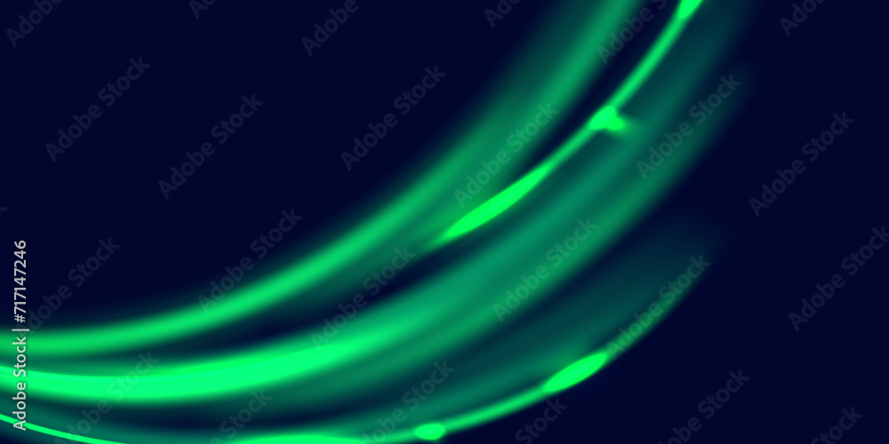 Wall mural abstract green swirls set with blue lightning discharges png isolated on transparent background. rea