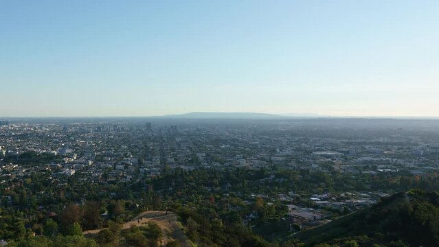 Los Angeles Panorama Cityscape from Griffith Park Time Lapse Pan L California USA