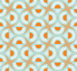 Abstract Art Deco Sunset Vector Seamless Pattern Minimalist Geometric Design