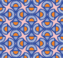Abstract Art Deco Sunset Vector Seamless Pattern Minimalist Geometric Design