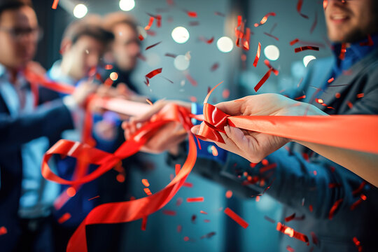 Ribbon-cutting ceremony for new startup.