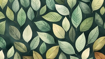 seamless background picture with leaf pattern, leaves, trees, tree branches