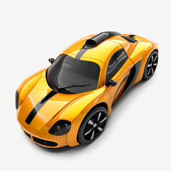yellow sports car on a white background