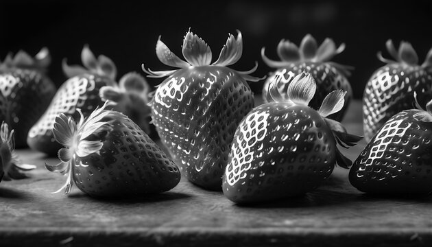 black and white strawberry on table closeup 