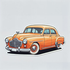 Fototapeta premium Vintage Yellow Classic Car Illustration - Retro Automobile Model with a Nostalgic Charm, Perfect for Automotive Designs, Travel Themes, and Toy Enthusiasts