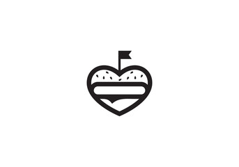 heart and burger logo, love food restaurant symbol icon design