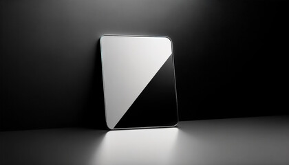 A sleek, unbroken mirror with a minimalist design, set against a bold monochromatic background - obrazy, fototapety, plakaty