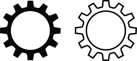 Gear setting icon set black gears mechanism and cog wheel isolated on transparent background. Progress or construction concept. Cogwheel flat or line vector collection for website or mobile app. - obrazy, fototapety, plakaty